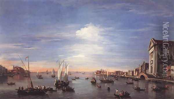 The Giudecca Canal with the Zattere c. 1759 Oil Painting - Francesco Guardi