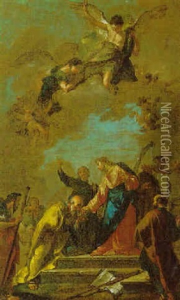 La Consegna Delle Chiavi Oil Painting - Giovanni Battista Pittoni the younger