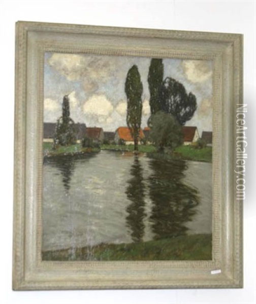 Dachauer Landschaft Mit Der Amper Oil Painting - Carl Kuestner