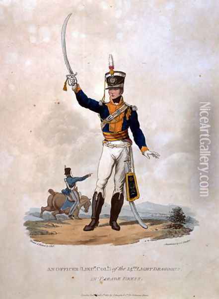 An Officer of the 14th Light Dragoons in Parade Dress, from Costumes of the Army of the British Empire, according to the last regulations 1812, engraved by J.C. Stadler, published by Colnaghi and Co. 1812-15 Oil Painting - Charles Hamilton Smith