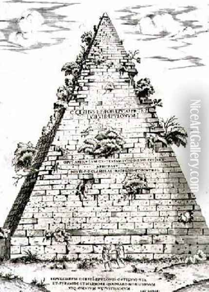 The Pyramid of Caius Cestius built Oil Painting - Antonio Lafreri
