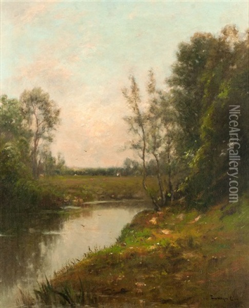 Hudson River Oil Painting - Edward B. Gay