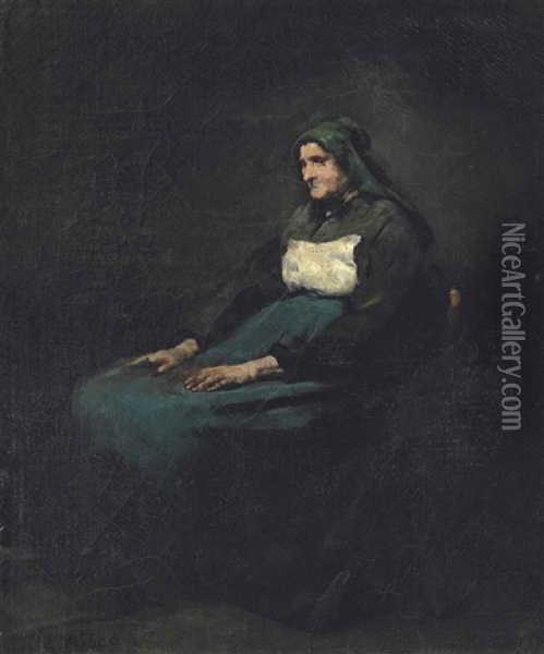 Femme Assise Oil Painting - Theodule Ribot