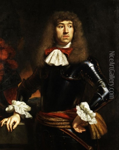Portrait Eines Edelmannes In Rustung Oil Painting - Johann Baptist Ruel