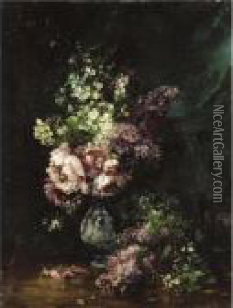 Flowers Oil Painting - Albert Tibule Furcy De Lavault