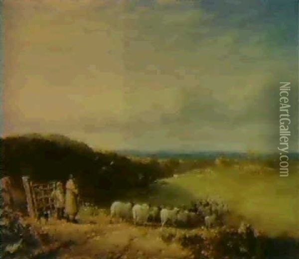 Changing Pasture Oil Painting - David Cox the Elder