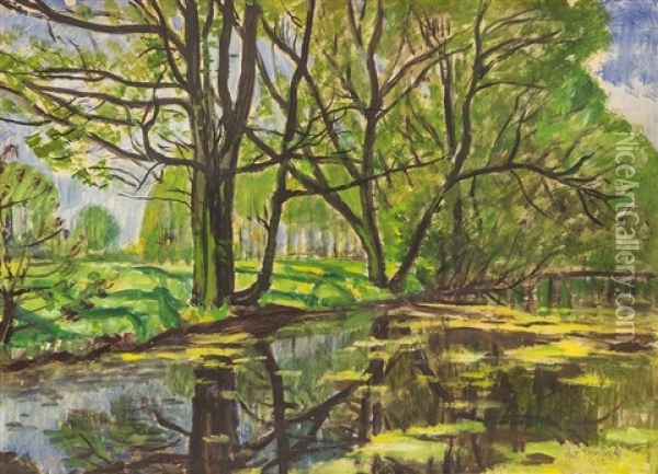 Krajina U Reky Oil Painting - Antonin Hudecek
