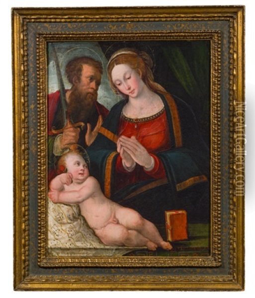 Madonna Mit Kind Und Hl. Paulus Oil Painting - Girolamo Marchesi da Cotignola