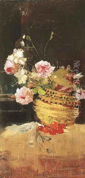 Still life with flowers Oil Painting - Luigi Loir