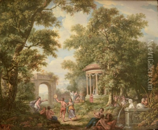 Bacchanale Devant Le Temple De L'amour Oil Painting - Jurriaan Andriessen