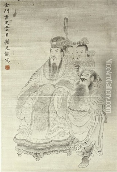 Chinese Painting Of Buddha On Silk Oil Painting -  Ding Guanpeng