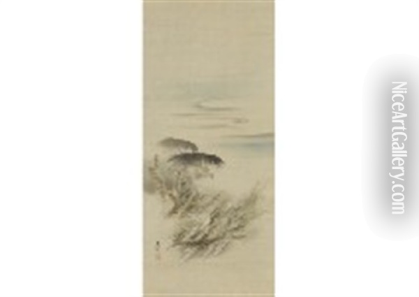 Carps In The Water Oil Painting - Shibata Zeshin