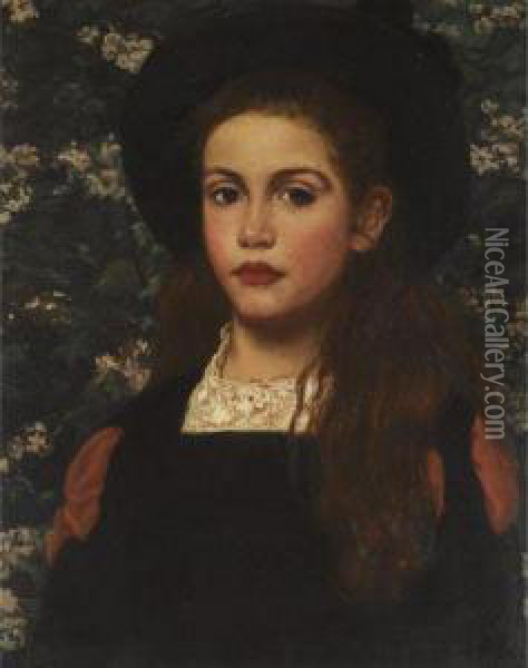 Portrait Of A Girl Oil Painting - Anna Massey Lea Merritt