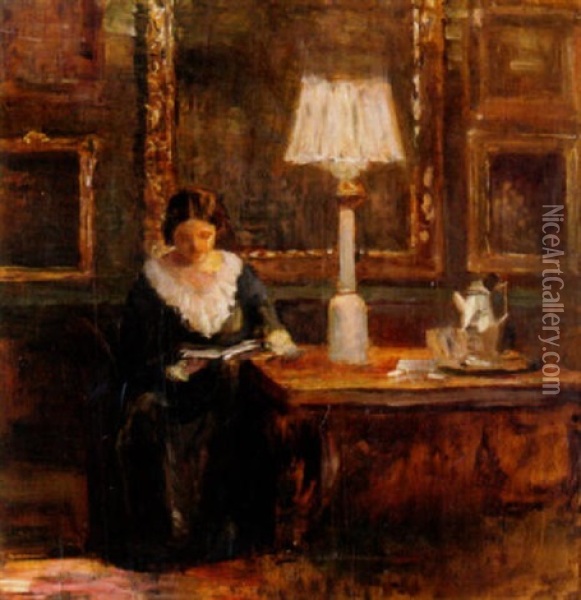 Lasande Kvinna Oil Painting - Carl Vilhelm Holsoe