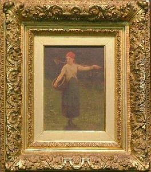 Woman In A Field Oil Painting - William Morgan