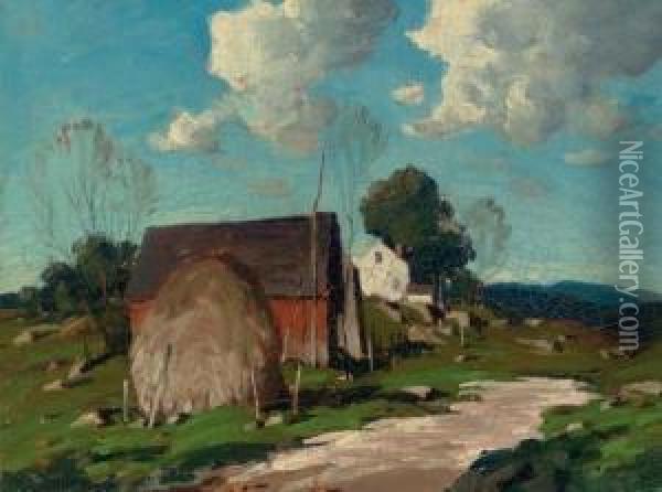 Summer Clouds, Old Lyme, Connecticut Oil Painting - George Matthew Bruestle