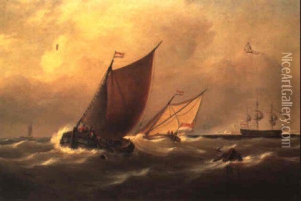 Ships At Sea Oil Painting - George Robert Bonfield