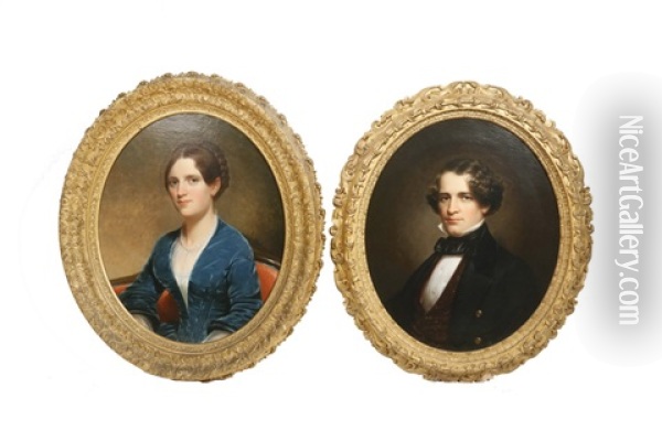 Portraits Of George G. And Penelope Williams Of Boston Oil Painting - Cephas Giovanni Thompson