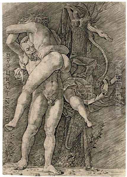 Hercules and Antaeus Oil Painting - Andrea Mantegna