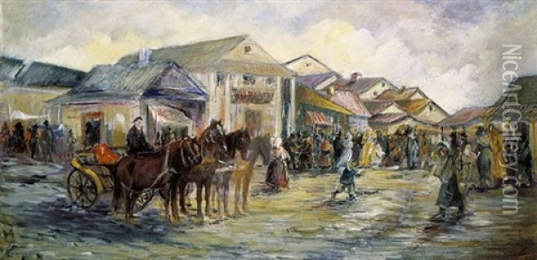 Wesele Zydowskie Oil Painting - Artur Markowicz