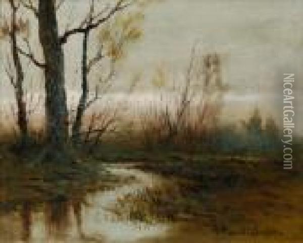 Autumn Landscape With Quiet Stream Oil Painting - Arthur Vidal Diehl