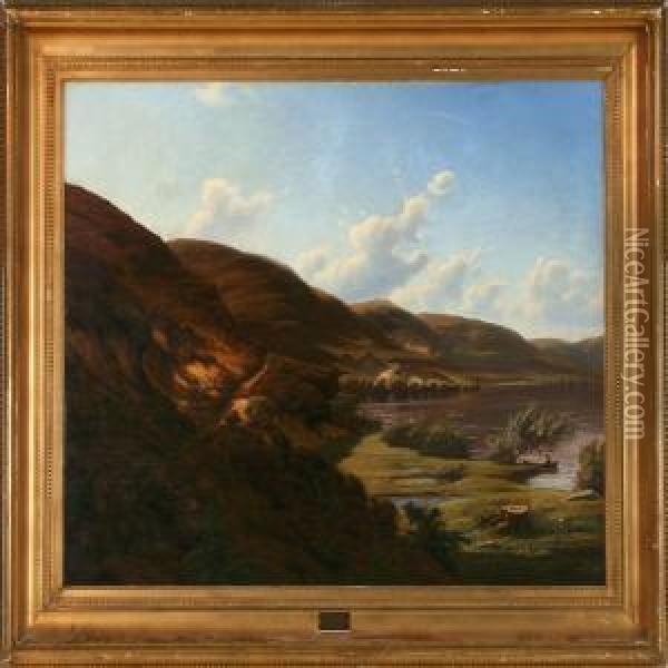Almind Hills At Lake Hals Oil Painting - Harald Peter W. Schumacher