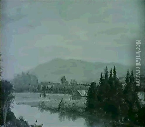 Norske Landskaber- Ene Fra Elverum Oil Painting - Hans Jakob Paludan