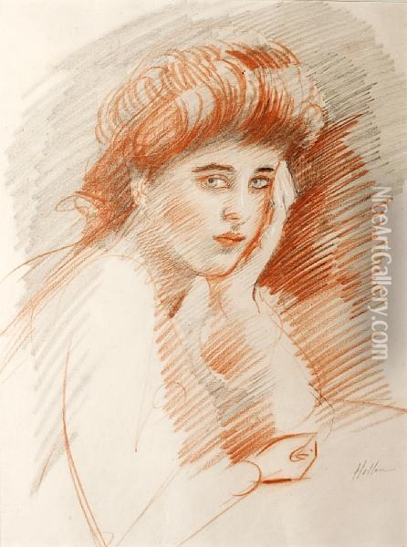 A Parisian - Study Of A Young Girl, Possiblythe Artist's Daughter Oil Painting - Paul Cesar Helleu