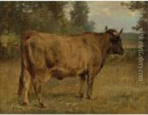 Bull In A Landscape Oil Painting - Rosa Bonheur