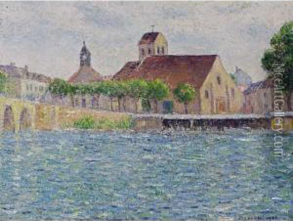 Village By A River Oil Painting - Georges Morren