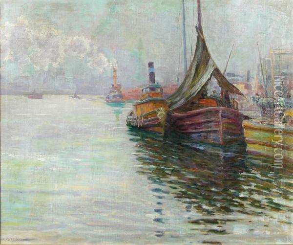 New York Harbor Oil Painting - Harry W. Newman