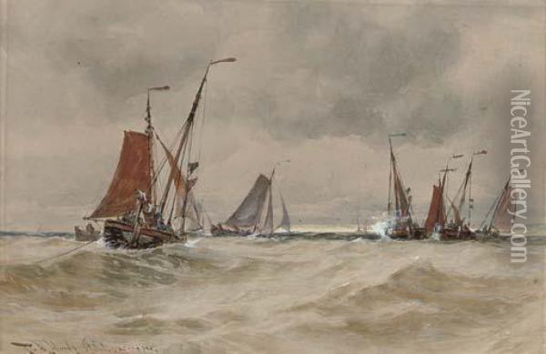 Off Scheveningen Oil Painting - Thomas Bush Hardy