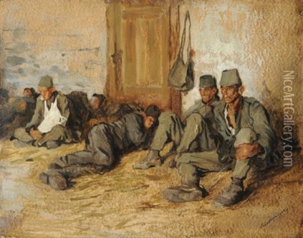 Bosnian Soldiers Oil Painting - Laszlo Mednyanszky