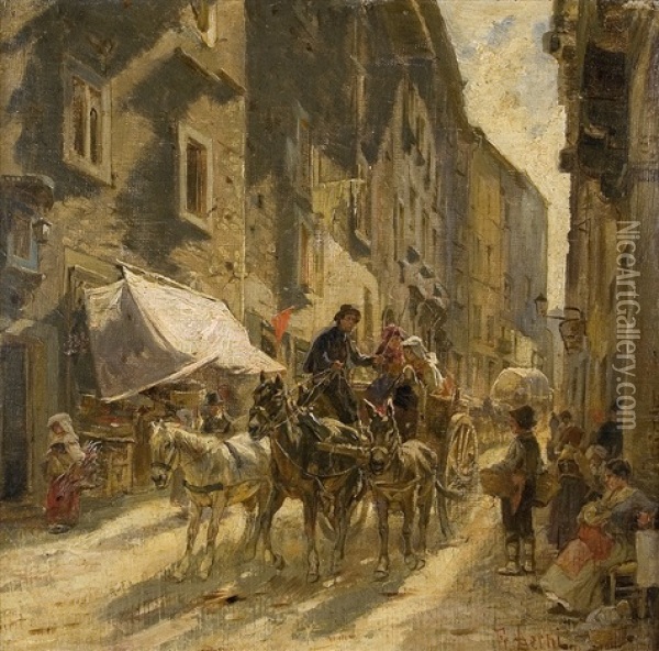 Street In Rome Oil Painting - Franz Theodor Aerni