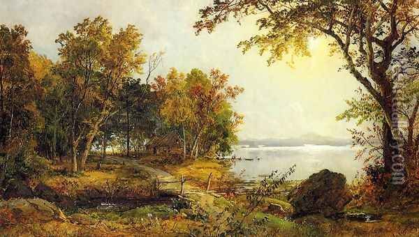 A Cabin on Greenwood Lake Oil Painting - Jasper Francis Cropsey