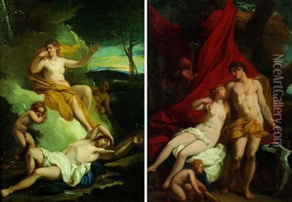 Diane Et Endymion (+ Venus Et Adonis; Pair) Oil Painting - Louis Cheron