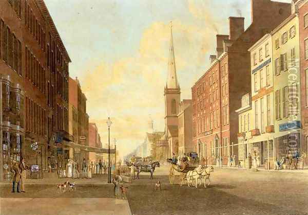 Broadway Looking South from Liberty Street Oil Painting - John Hill