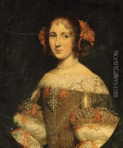 Portrait Of A Young Lady, Three-quarter-length Oil Painting - Pier Francesco Cittadini Il Milanese