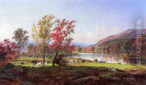 On the Saw Mill River Oil Painting - Jasper Francis Cropsey