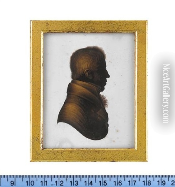 A Silhouette Of Mr Wilson, Wearing Coat, Waistcoat, Frilled Chemise And Stock Oil Painting - John M. Field