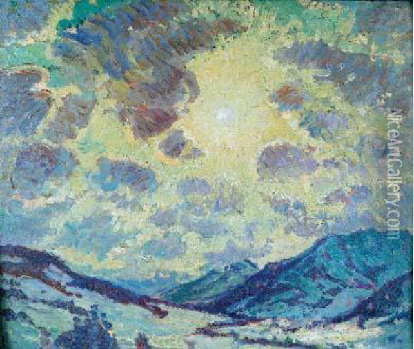 Les Montagnes De Gstaad, Circa 1920 Oil Painting - William Samuel Horton