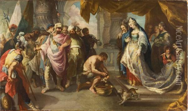 Tomiri Dopo Il Trionfo Su Ciro Oil Painting - Girolamo Brusaferro