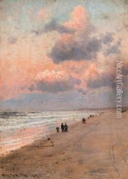 Sunset On The Beach Oil Painting - Torsten Waenerberg