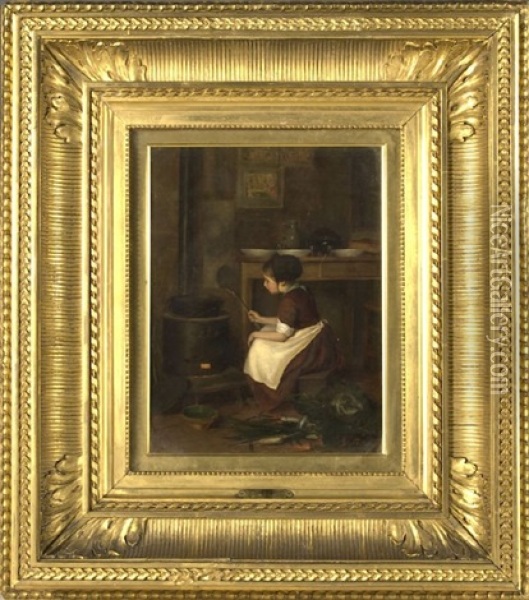 The Little Housekeeper Oil Painting - Pierre Edouard Frere
