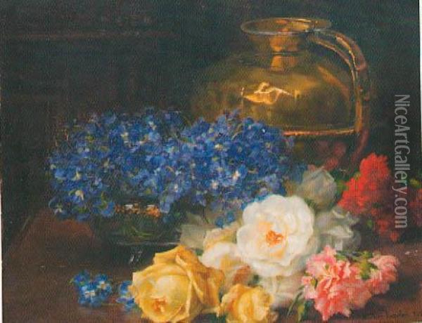 Jetee De Fleurs Oil Painting - Hortense Dury-Vasselon