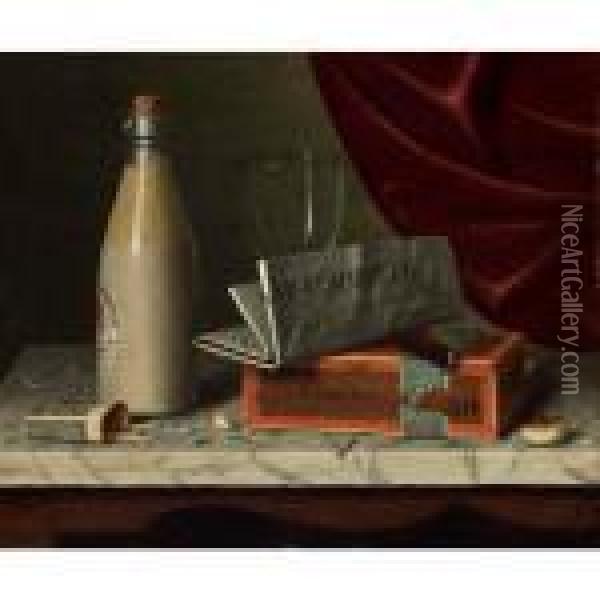 Still Life On Table Top Oil Painting - William Michael Harnett