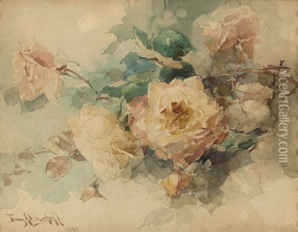 Rose Still Life Oil Painting - Franz Arthur Bischoff