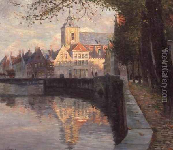 Autumn in Bruges Oil Painting - Omer Coppens