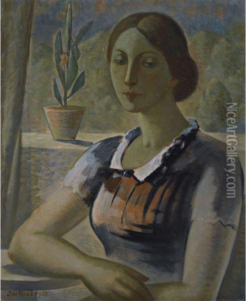 Girl By The Window Oil Painting - Jaroslav Kral
