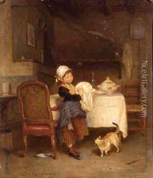 The Little Housekeeper Oil Painting - Andre Henri Dargelas
